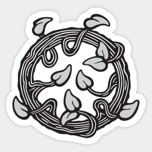 CYCLE OF LIFE ROUND TREE in Black White and Gray - UnBlink Studio by Jackie Tahara Sticker